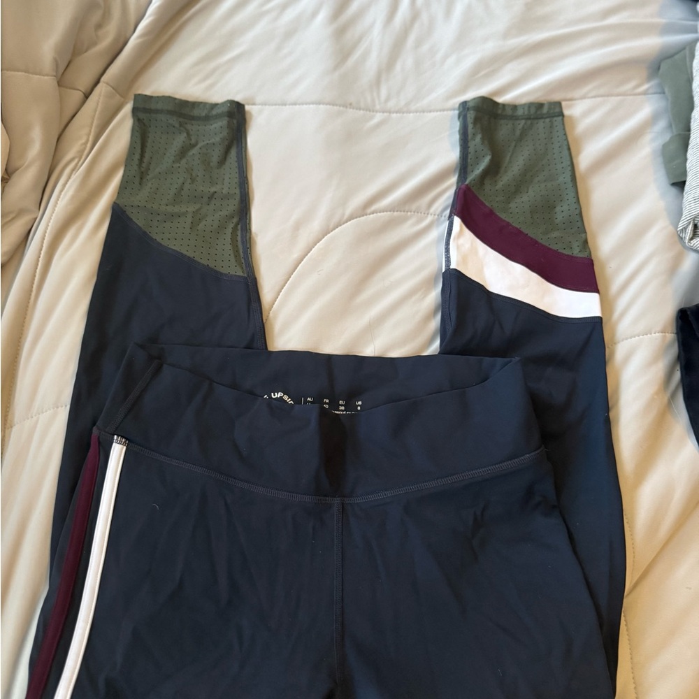 The Upside Black Leggings (Like New) (Sz S/M) (orig $95) with Contrast Stripes